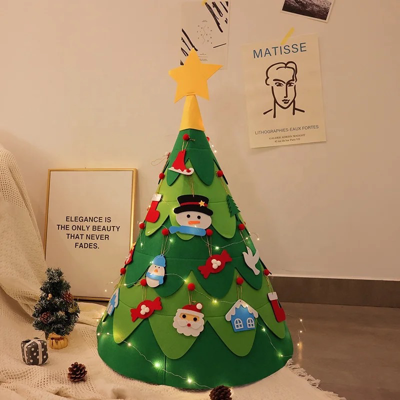 Cây thông Noel vải dạ 3D mẫu 2023, đồ chơi trang trí Giáng sinh cho Bé