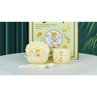 Set bộ quà tặng chén sứ 6 món vịt vàng cao cấp