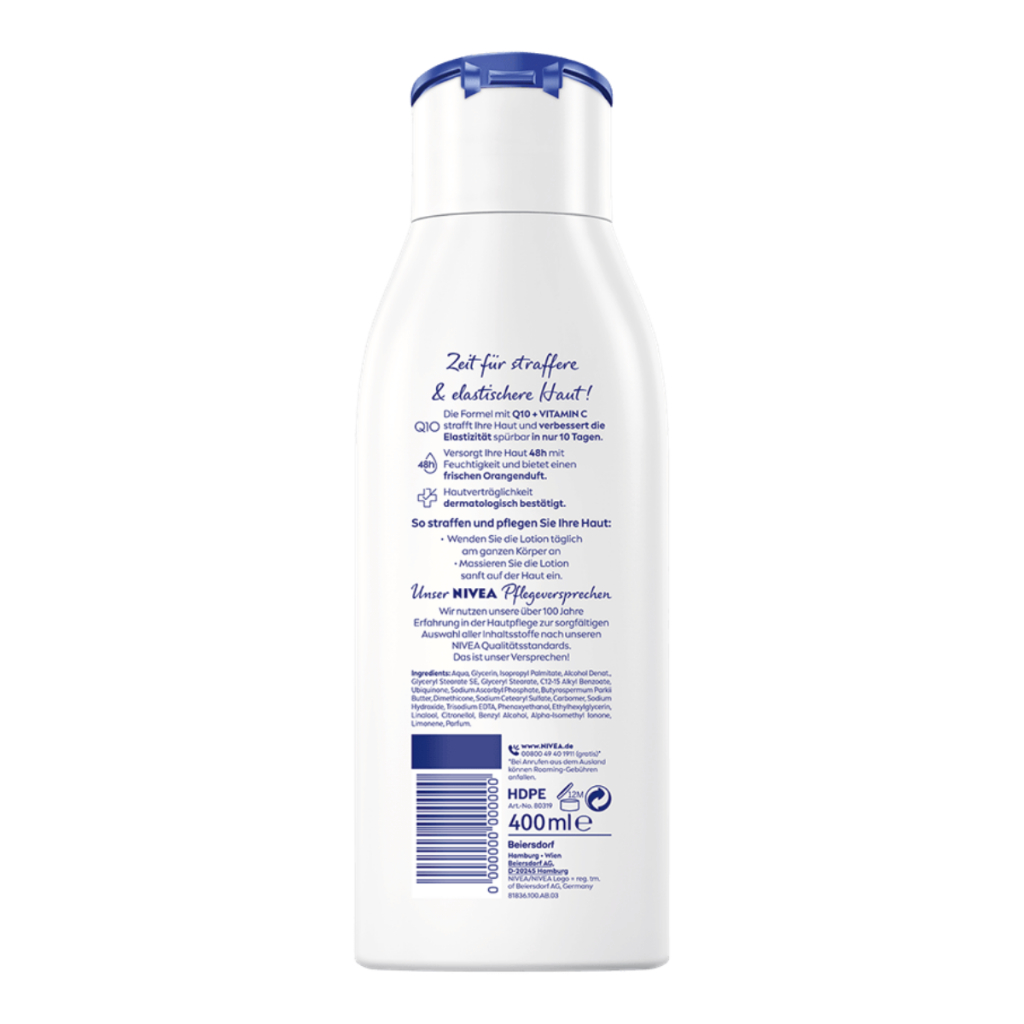 Sữa dưỡng thể ngăn ngừa lão hóa da Nivea Q10 Body Milk Plus Vitamin C 400ml