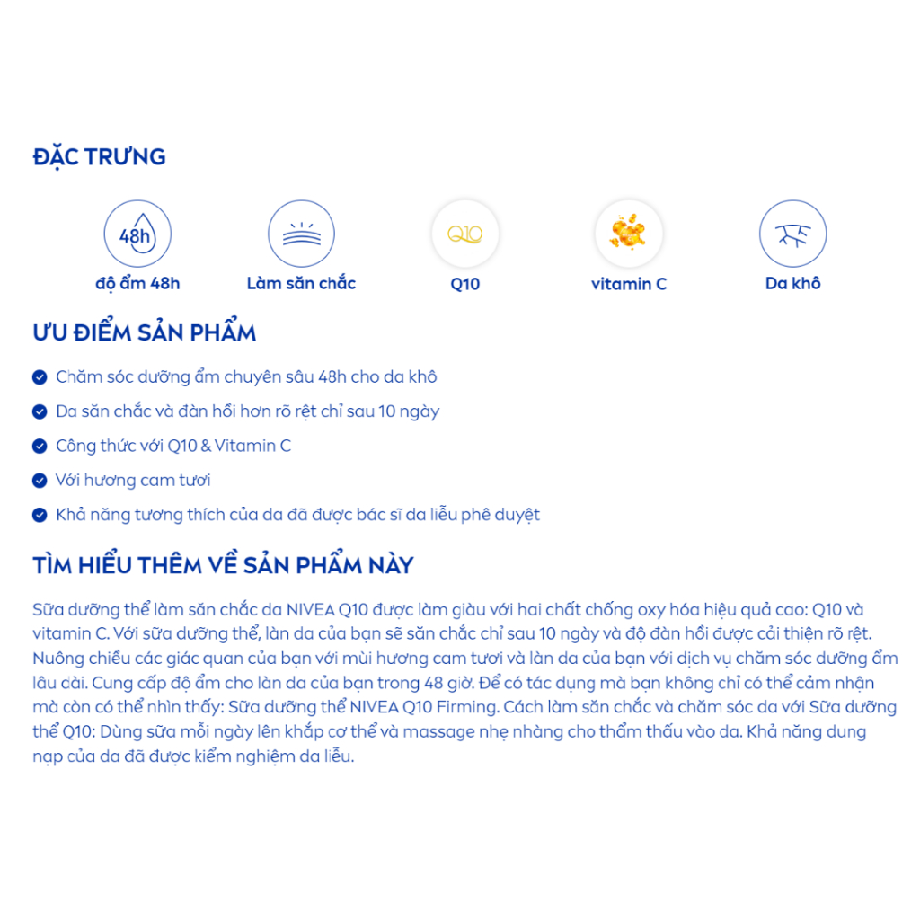 Sữa dưỡng thể ngăn ngừa lão hóa da Nivea Q10 Body Milk Plus Vitamin C 400ml