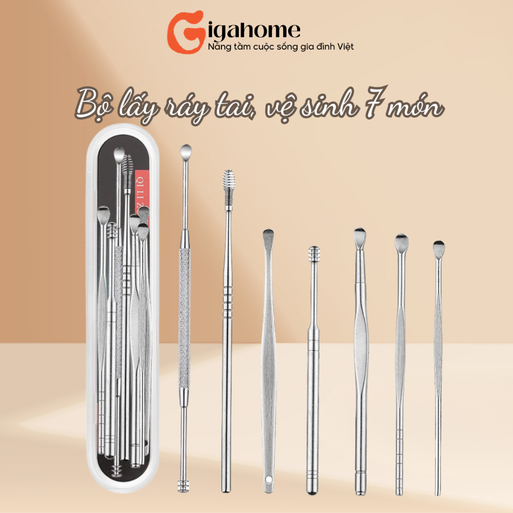 Bộ Lấy Ráy Tai 7 Món GIGAHOMEVN Chuyên Nghiệp Với Hộp Đựng Cao Cấp 5785