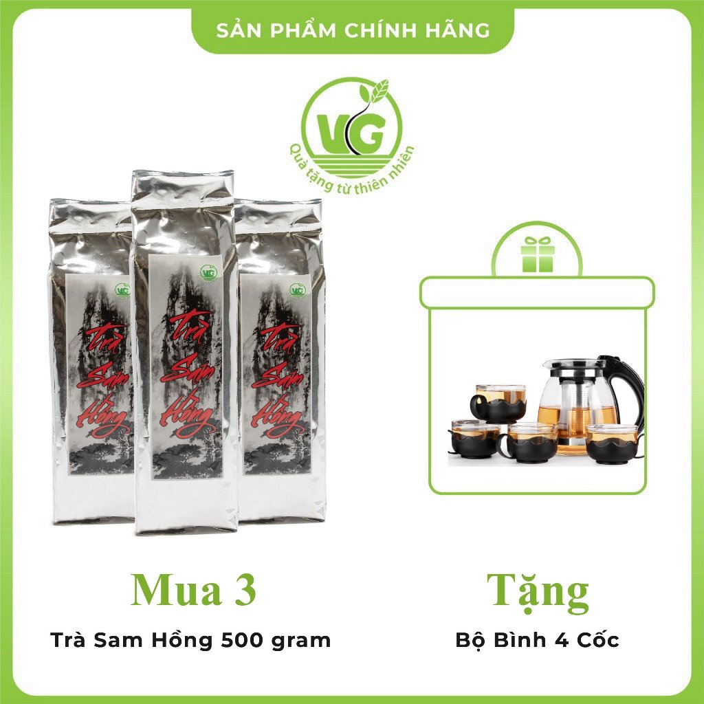 Trà Sam Hồng [Combo 3 +Bộ Ấm] Thanh Lọc- Mát Gan- Ngủ Ngon