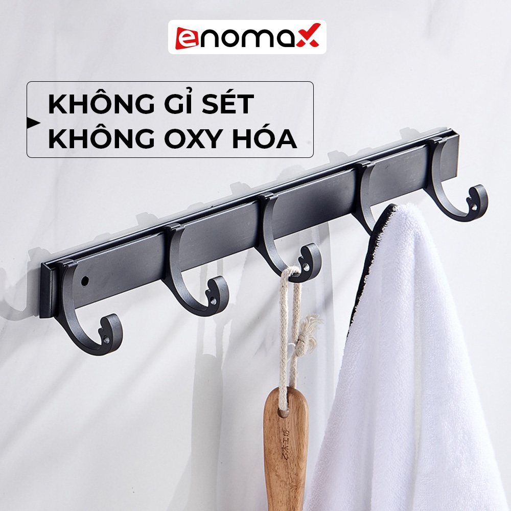 Móc treo nhà tắm Enomax đa năng dán tường, treo quần áo, đồ dùng phòng tắm. Chất liệu nhôm hàng không chống gỉ( Eno R3)