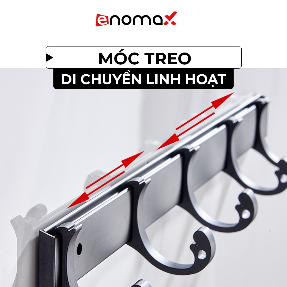 Móc treo nhà tắm Enomax đa năng dán tường, treo quần áo, đồ dùng phòng tắm. Chất liệu nhôm hàng không chống gỉ( Eno R3)