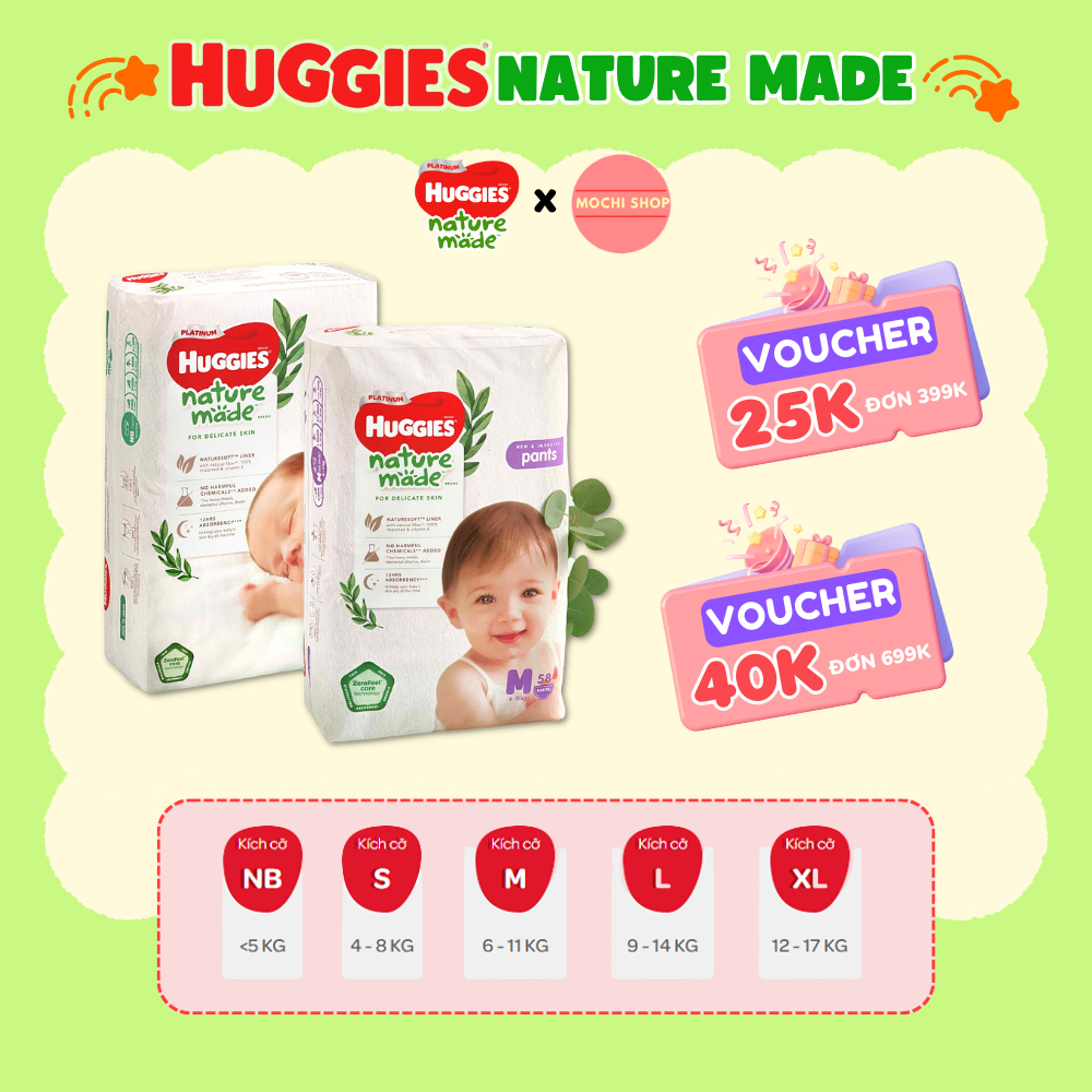 Bỉm dán/quần siêu cao cấp HUGGIES PLATINUM NATURE MADE - Hàng chính hãng