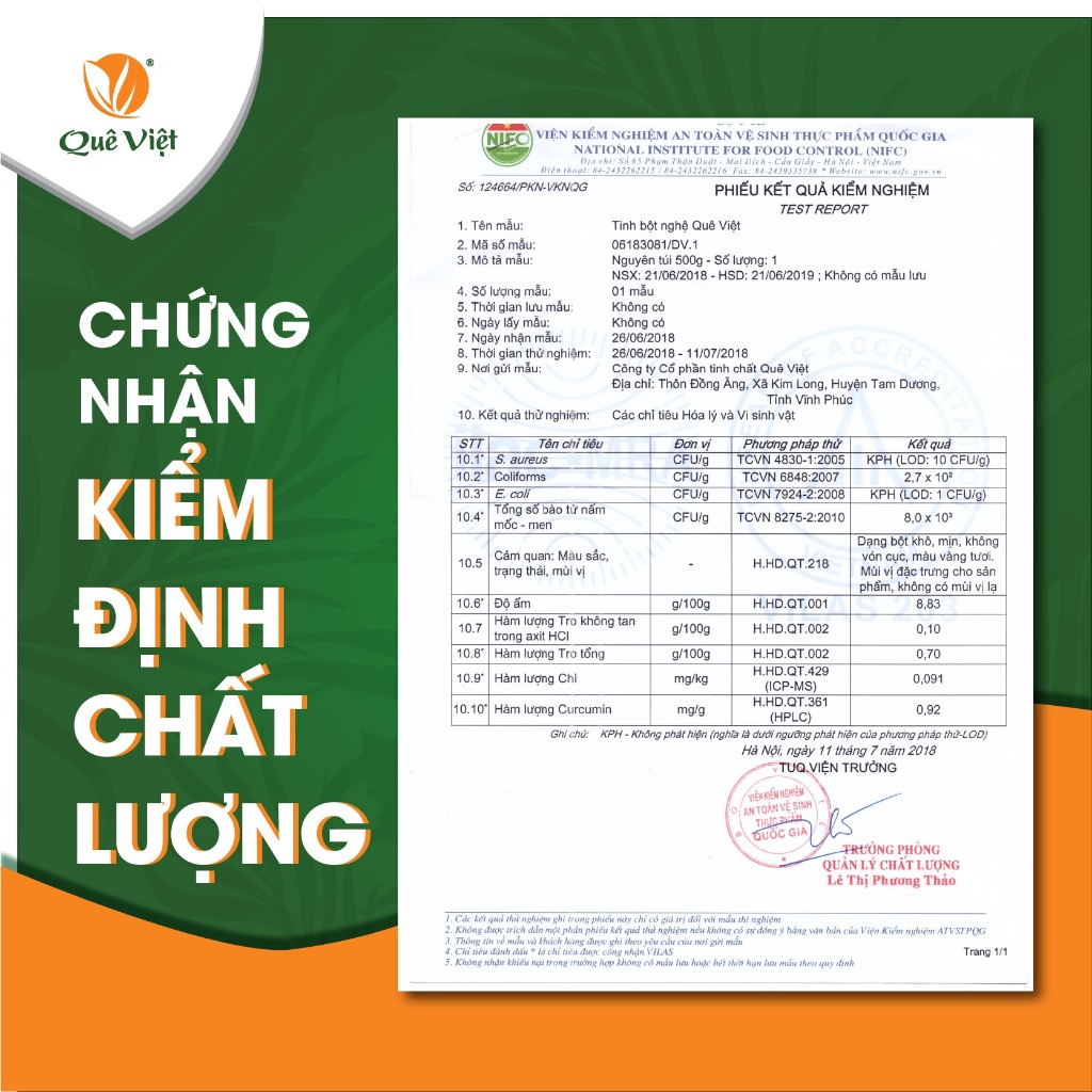 KOL-TN- Tinh bột nghệ Quê Việt - Hộp 500g