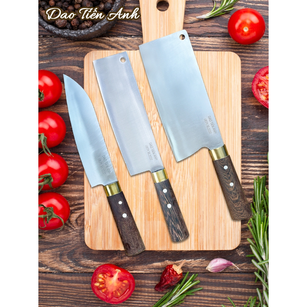 Bộ dao 3 thép trắng không gỉ Nhật Bản cao cấp - Dao bảo hành 12 tháng
