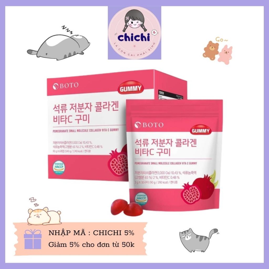 Kẹo Dẻo Gummy Boto Collagen Vị Lựu Hàn Quốc 90g