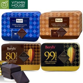 [4 Vị] Socola Đen Beryl's 99% Cacao/Sea Salt Hộp thiếc 108g [VITAMIN HOUSE]