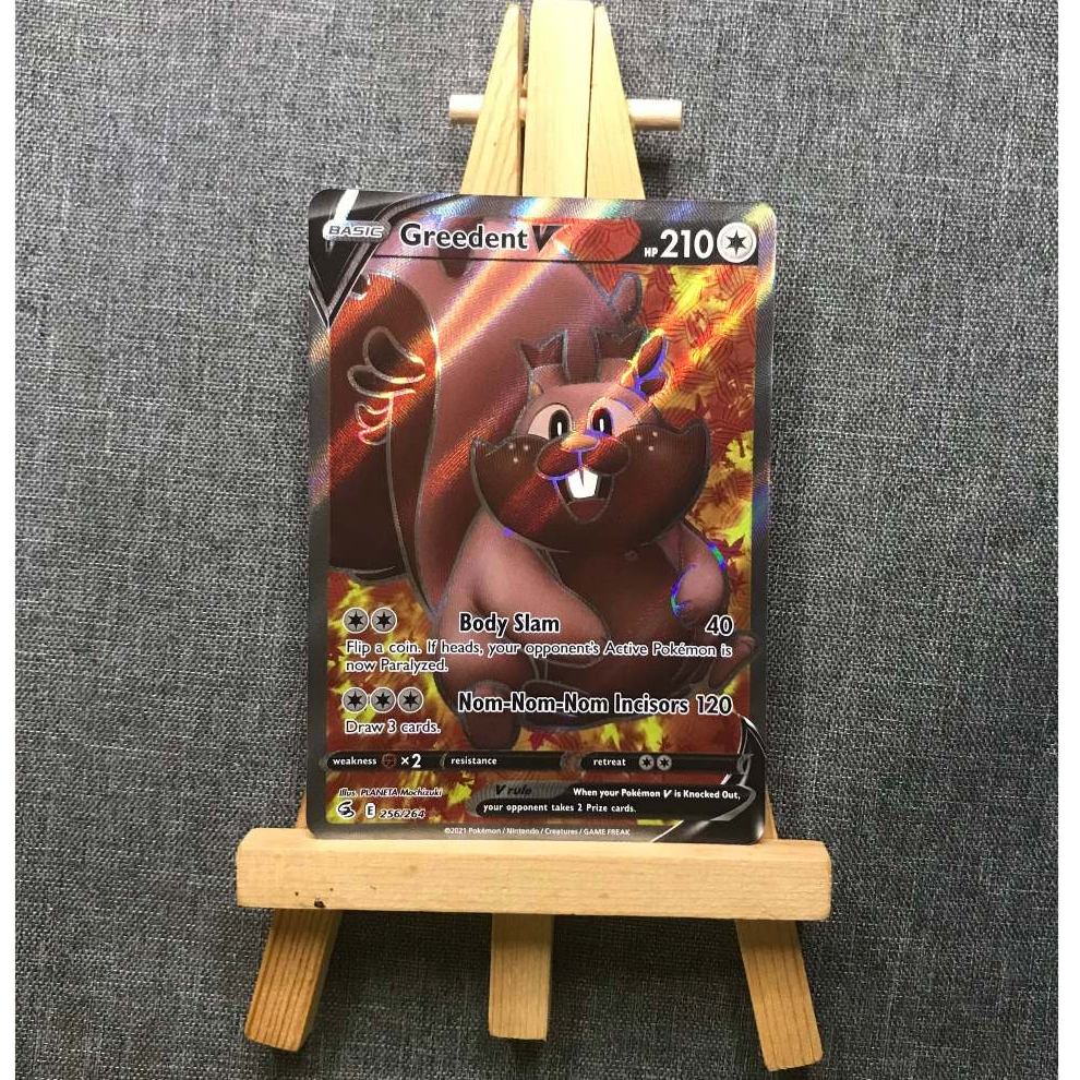 Thẻ hình Pokemon Greedent V 256/264 - Bài lẻ Full Art Ultra Rare tiếng Anh chính hãng