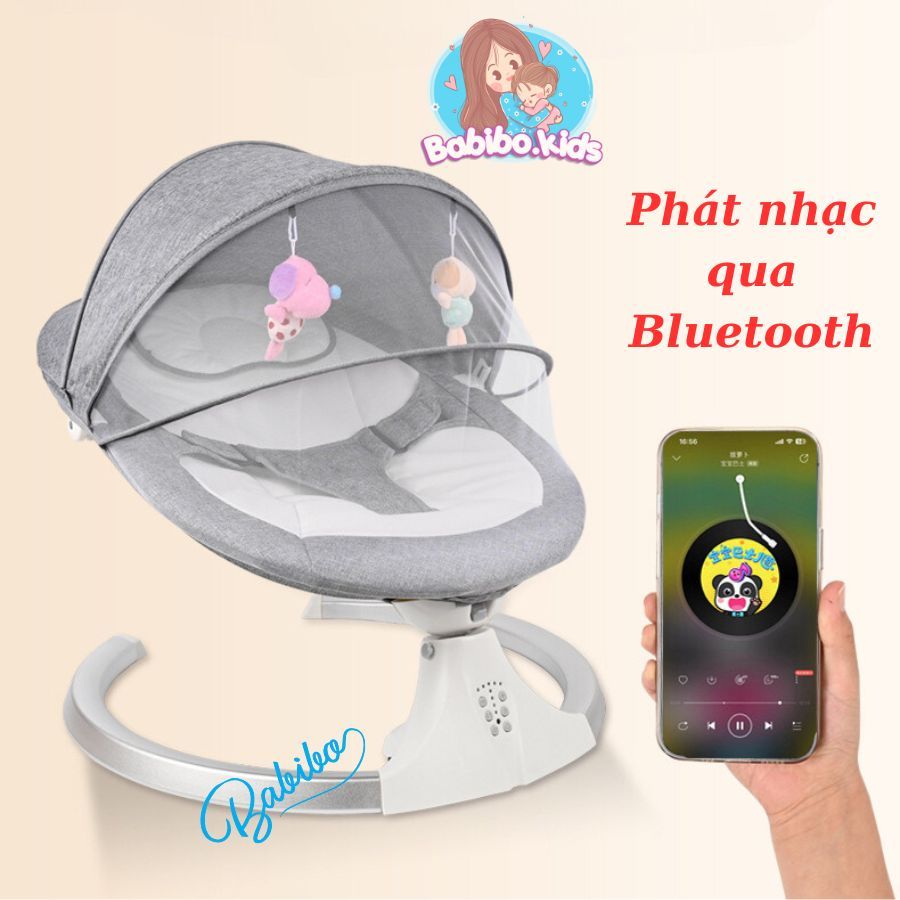 Nôi điện cho bé sơ sinh BABIBO KIDS, ghế rung cho bé  có điều khiển từ xa