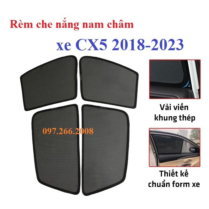 Rèm che nắng nam châm xe Mazda CX5 2018 2019 2020 2021 2022 2023 , nam châm hít cao cấp, giá 1 bộ