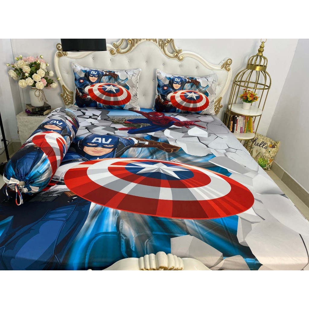 Bộ drap +áo gối { 4 món} thun Ý 5D Cao Cấp , mát lạnh, thấm hút tốt... đủ size