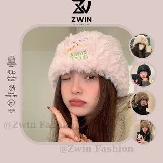 Mũ Len Lông Thỏ Thêu Nhiều Màu Nón Beanie Trùm Đầu Phong Cách Hàn Quốc Mùa Đông Ấm Áp N200 - Zwin Fashion