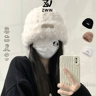 Mũ Len Lông Thỏ Tag Kim Loại Nón Beanie Trùm Đầu Phong Cách Hàn Quốc Mùa Đông Ấm Áp N201 - Zwin Fashion