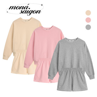 Set áo sweater tay dài + quần lửng chân cua MONÁ - COCO