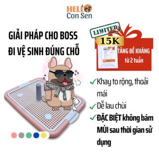 Khay vệ sinh cho chó nhỏ có cọc size 52x42 cm dùng kèm cát vệ sinh cho chó phù hợp cho chó dưới 7kg helloconsen