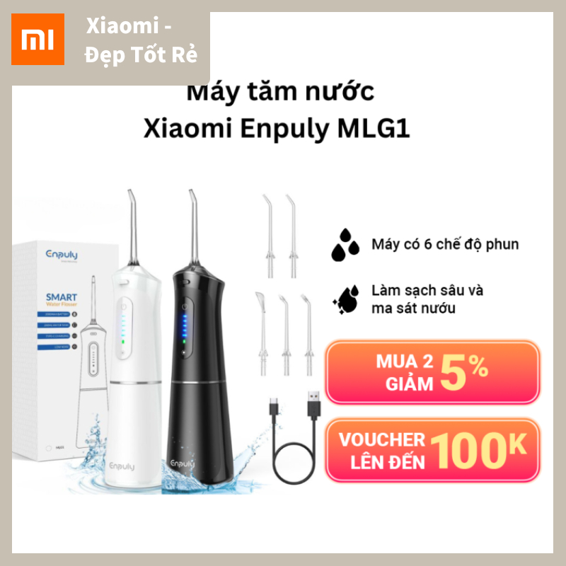 Tăm nước Xiaomi Enpuly MLG1,Pin 30 ngày,Dung tích 200ML,6 Tốc độ, Cổng sạc Type-C tiện lợi,Nhỏ gọn tiện lợi du lịch