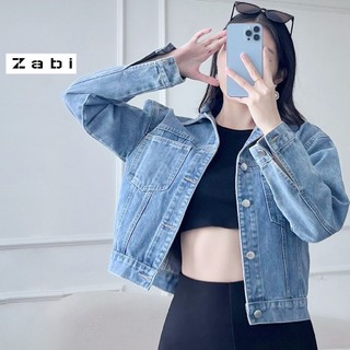 Áo khoác jean croptop nữ Zabi Fashion form rộng phong cách cá tính AK330