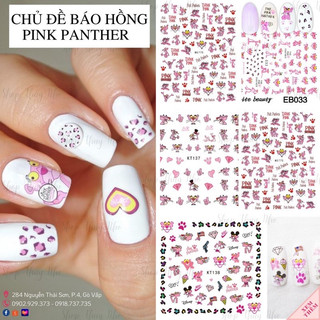 Sticker,hình dán móng tay hoạ tiết chú báo hồng Pink Panther dễ thương nhân vật hoạt hình trang trí móng tay nail