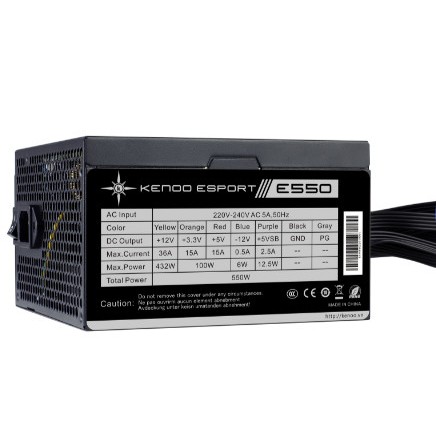 Nguồn Máy Tính KENOO ESPORT E550-E650W, Hàng Chính Hãng Full Box Lỗi 1 Đổi 1 Theo Chính Sách Bảo Hành