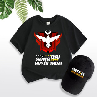 Áo Thun Free Fire Màu Đen Rank Huyền Thoại [ TẶNG 1 Nón ] Hình In Sắc Nét