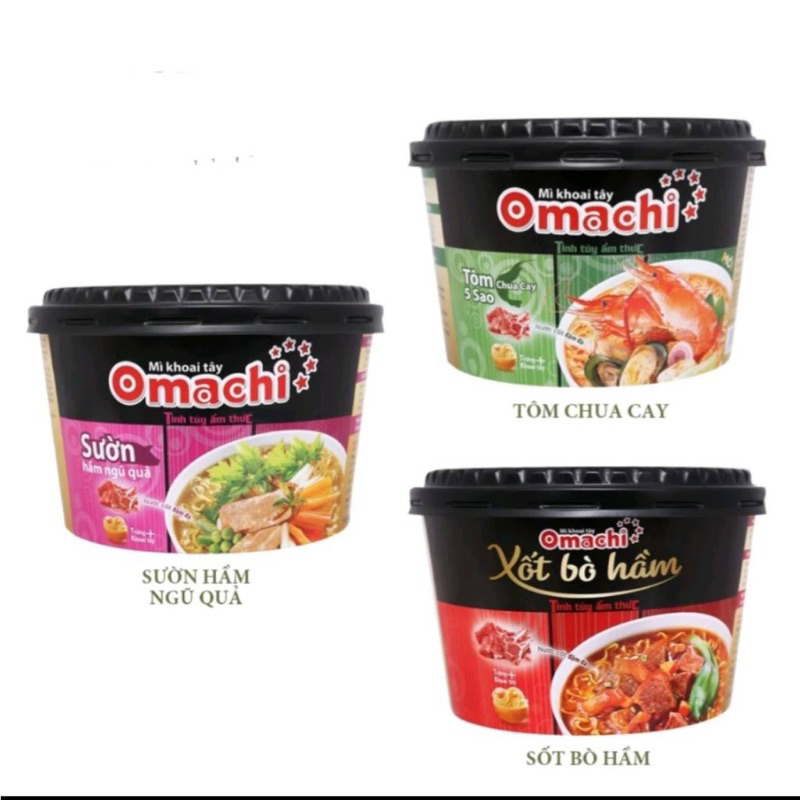 Mì Omachi Tô 93g Tôm Sườn Bò Spagety