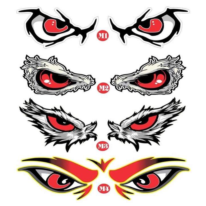 Tem dán decal mắt đại bàng trang trí Ô Tô, Xe Tải, Xe Máy ( mắt cú, mắt quỷ ) SL : 1 Đôi