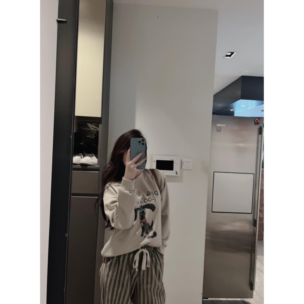 Set Bộ Đồ Nữ Áo Nỉ Dáng Dài In Hình Dog Mix Quần Kẻ Baggy Freesize