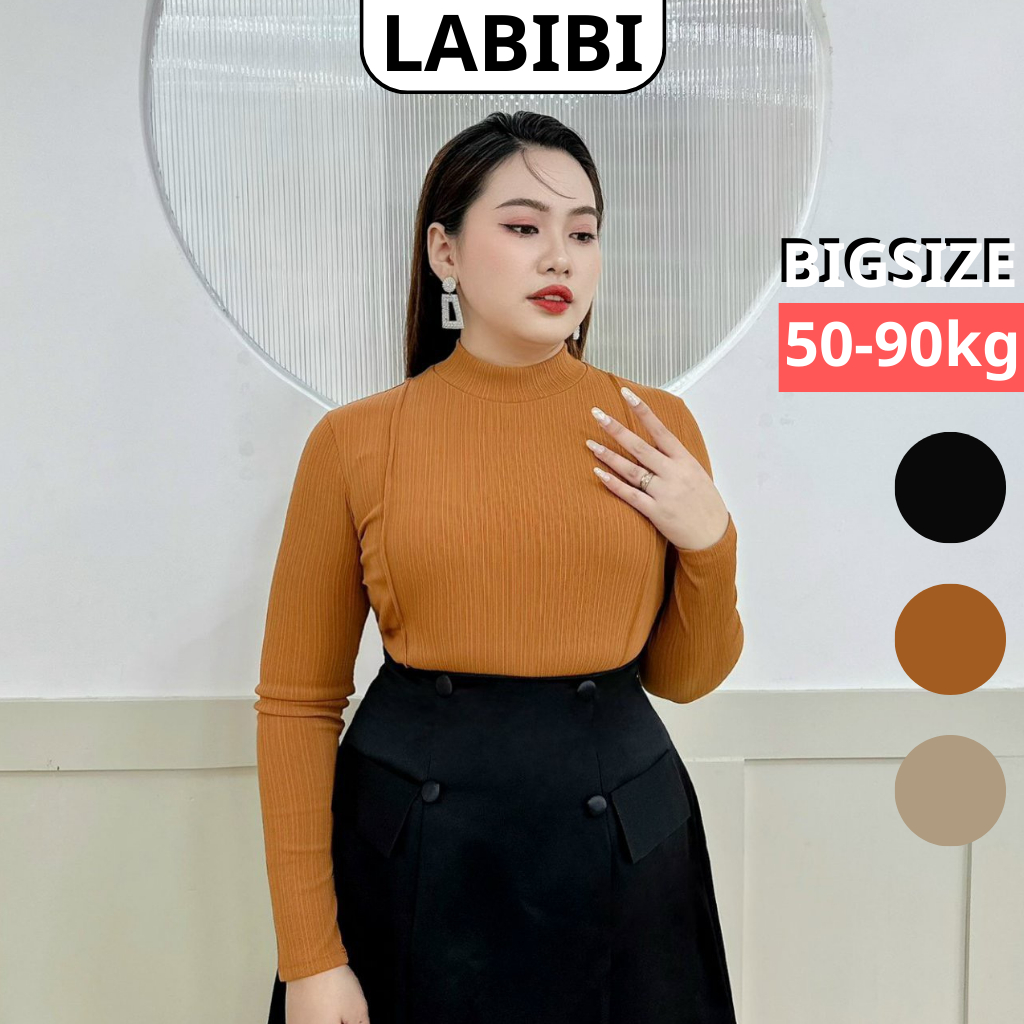 Áo thun bigsize nữ 50-90kg thun tăm co giãn ôm sát cơ thể, kiểu tay dài cổ trụ giữ nhiệt tốt phù hợp đi chơi, đi làm