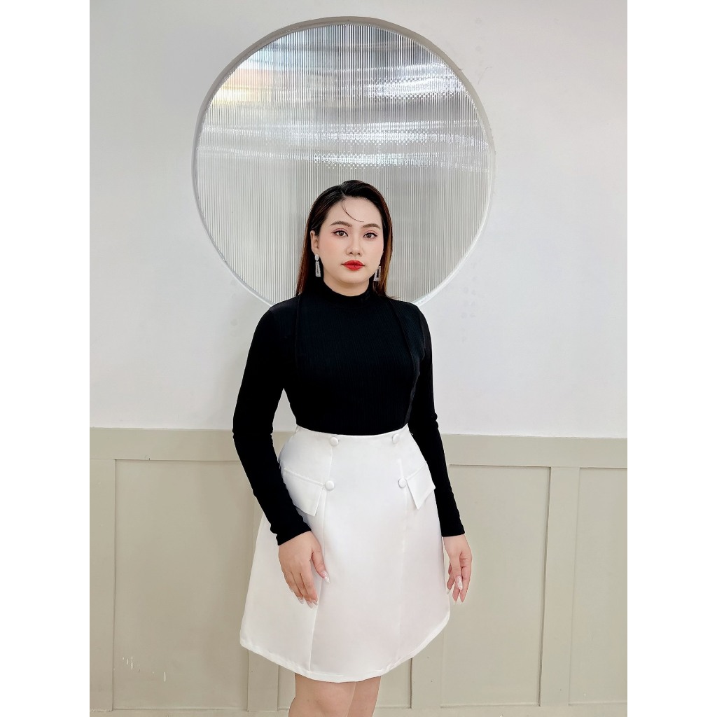 Áo thun bigsize nữ 50-90kg thun tăm co giãn ôm sát cơ thể, kiểu tay dài cổ trụ giữ nhiệt tốt phù hợp đi chơi, đi làm