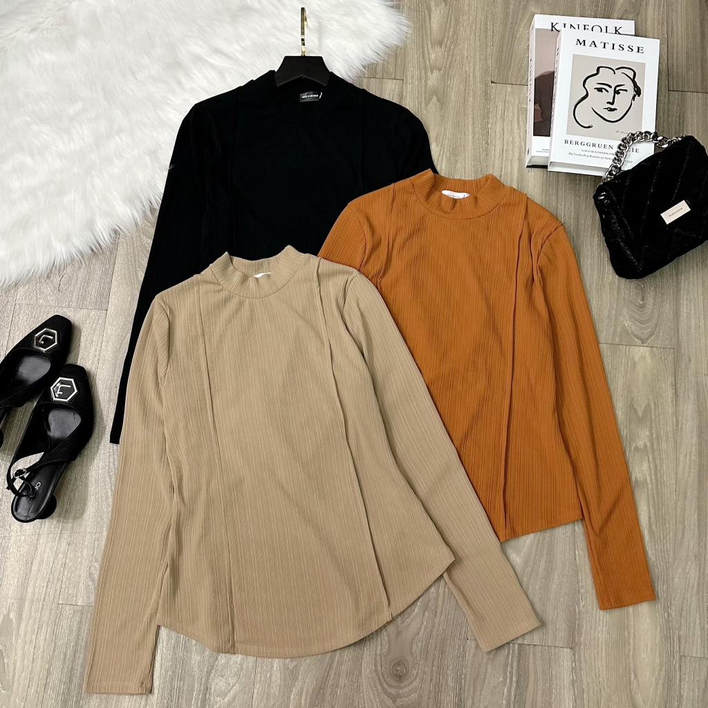 Áo thun bigsize nữ 50-90kg thun tăm co giãn ôm sát cơ thể, kiểu tay dài cổ trụ giữ nhiệt tốt phù hợp đi chơi, đi làm