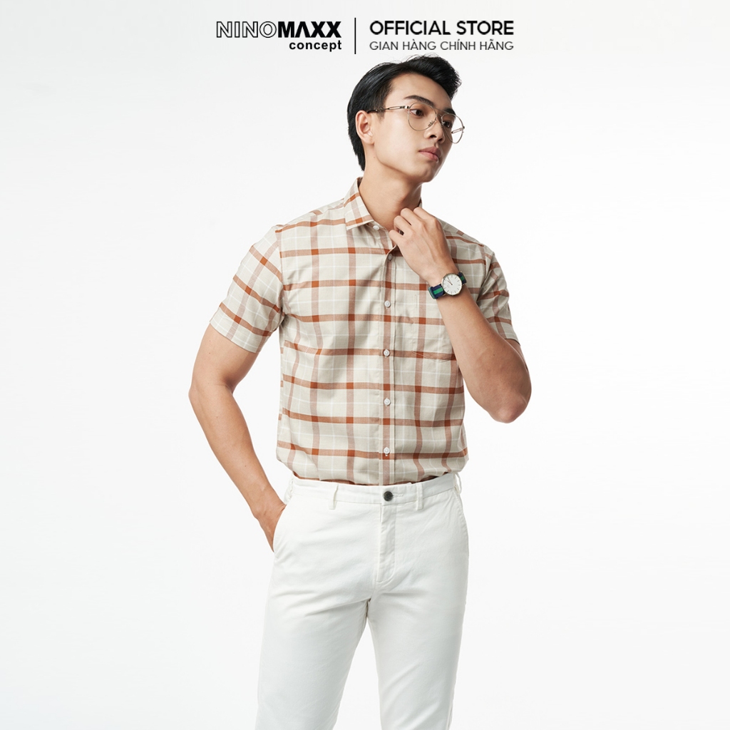 N&M Áo Sơ Mi Nam Caro Tay Ngắn Slimfit Sang Trọng 2110031