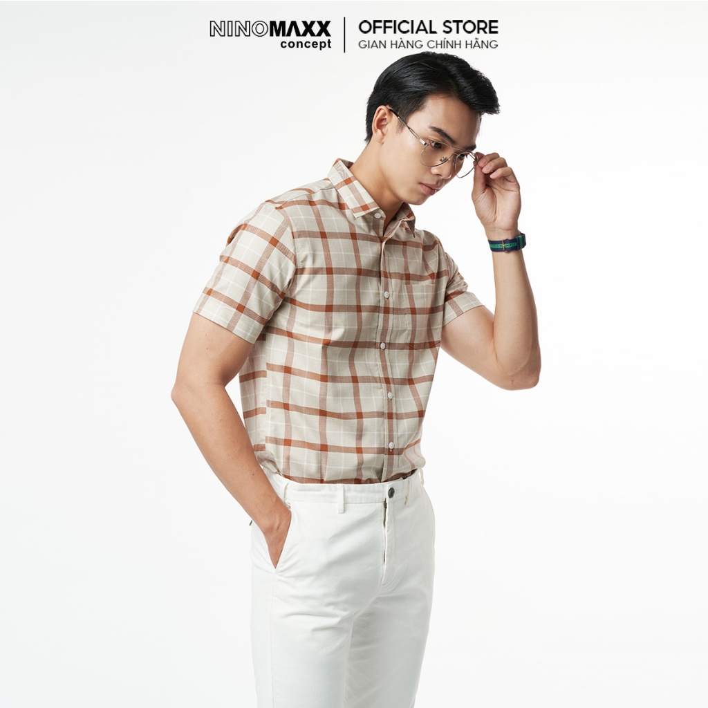 N&M Áo Sơ Mi Nam Caro Tay Ngắn Slimfit Sang Trọng 2110031