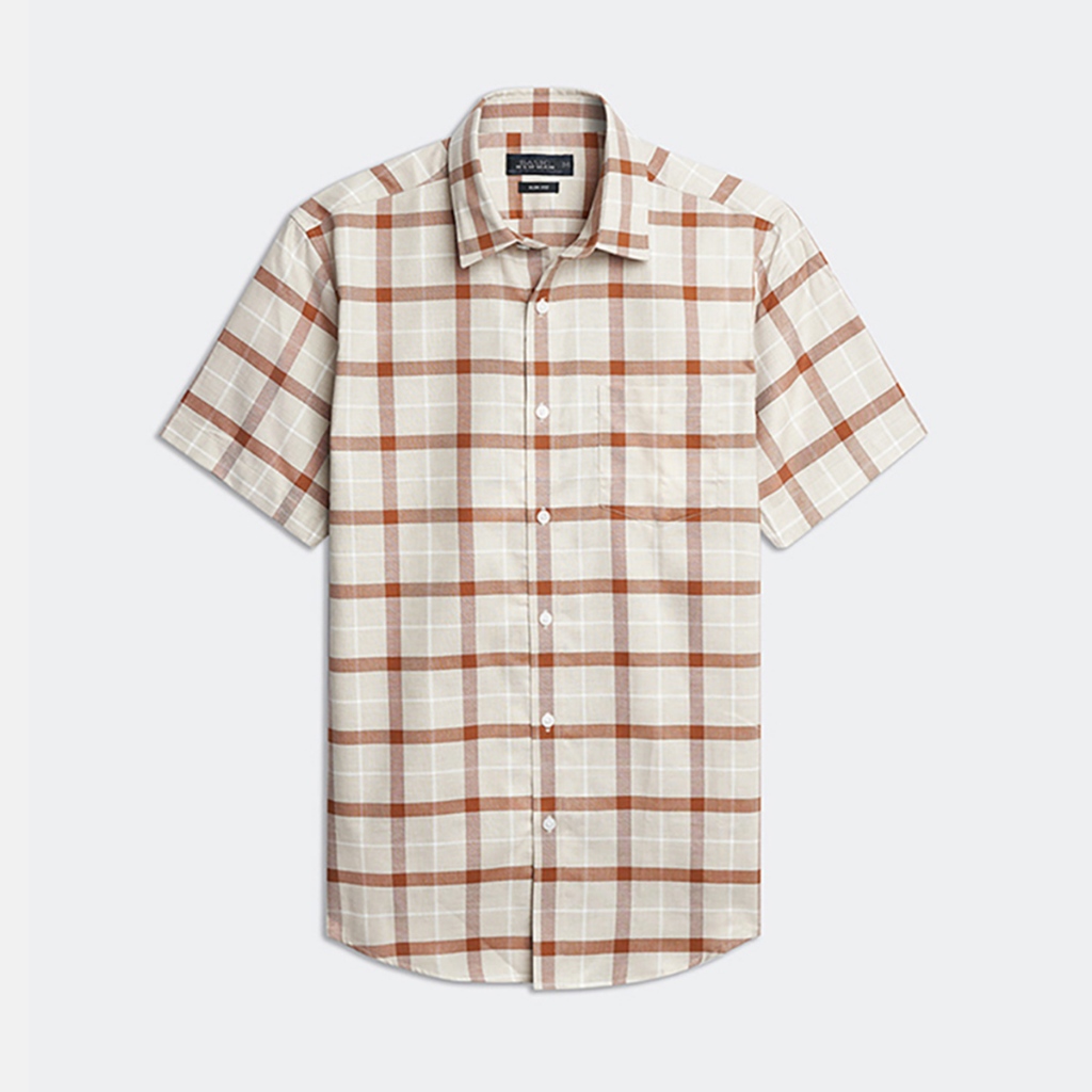 N&M Áo Sơ Mi Nam Caro Tay Ngắn Slimfit Sang Trọng 2110031