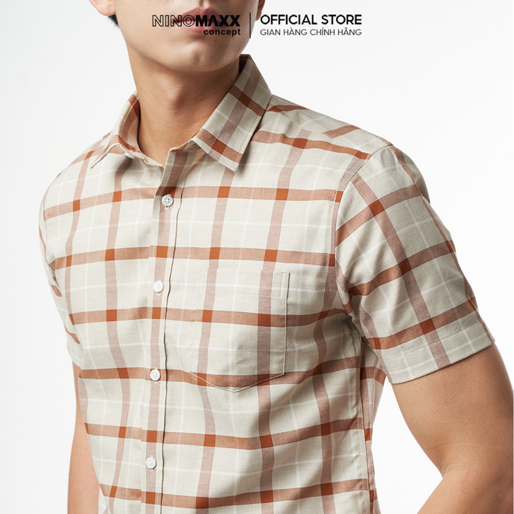 N&M Áo Sơ Mi Nam Caro Tay Ngắn Slimfit Sang Trọng 2110031
