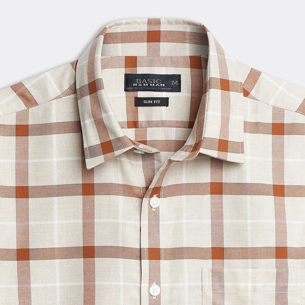 N&M Áo Sơ Mi Nam Caro Tay Ngắn Slimfit Sang Trọng 2110031