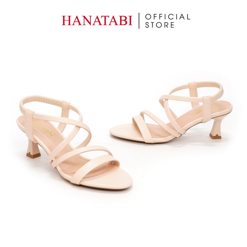 Sandal Nữ Hanatabi Quai Chéo Mũi Tròn Gót Nhọn 5cm Hậu Thun Dế TA Cao Cấp Chống Trơn Trượt Mã HNSDT5F947