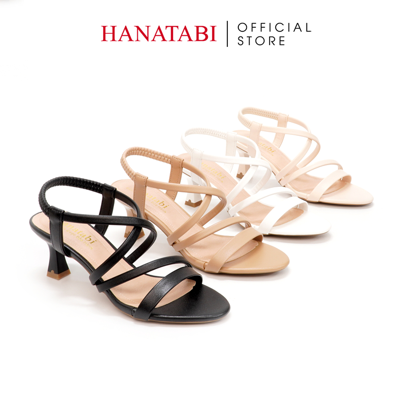 Sandal Nữ Hanatabi Quai Chéo Mũi Tròn Gót Nhọn 5cm Hậu Thun Dế TA Cao Cấp Chống Trơn Trượt Mã HNSDT5F947