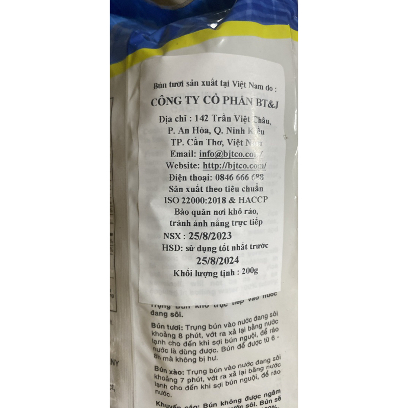 Bún tươi đặc sản Đồng Lúa phù hợp cho người ăn kiêng hỗ trợ giảm cân ít béo Keto Das Eatclean gói 200g date 8/2024