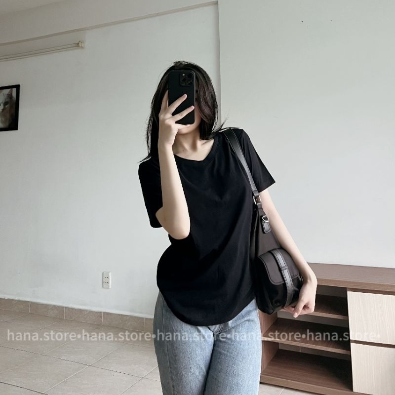 Áo thun cổ tim , tay ngắn .nhiều màu . chất cotton thoáng mát