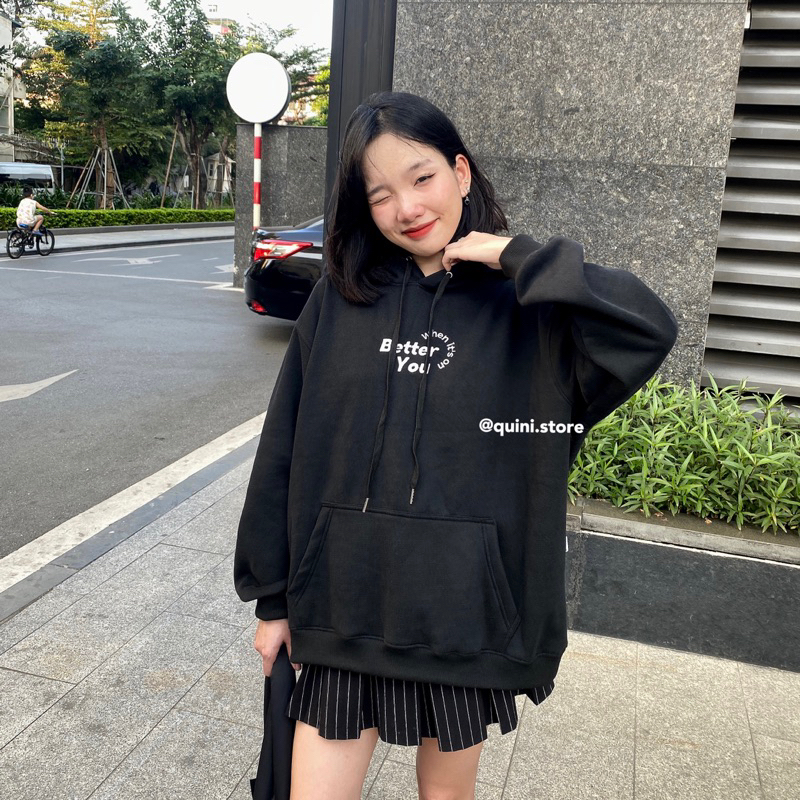 Quini.made - Áo Hoodie Nam/Nữ Nỉ Lót Bông Dày Dặn Thêu “Better When It’s On You” - Áo Hoodie Đôi
