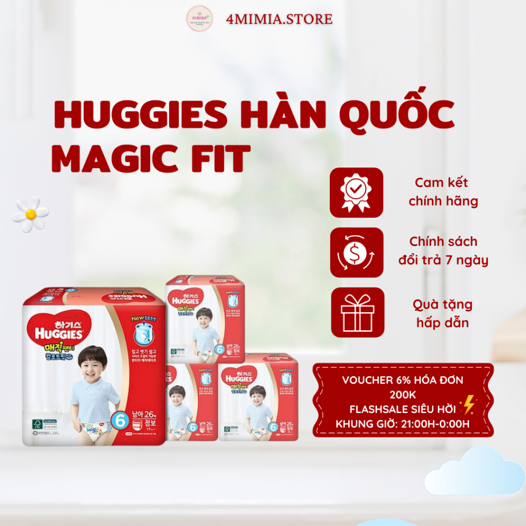 Bỉm Tã Dán/ Quần Huggies Magic Fit Nội Địa Hàn Quốc Đai Chun Co Giãn Linh Hoạt Thấm Hút Bỉm Ban Ngày Cho Bé Các Size