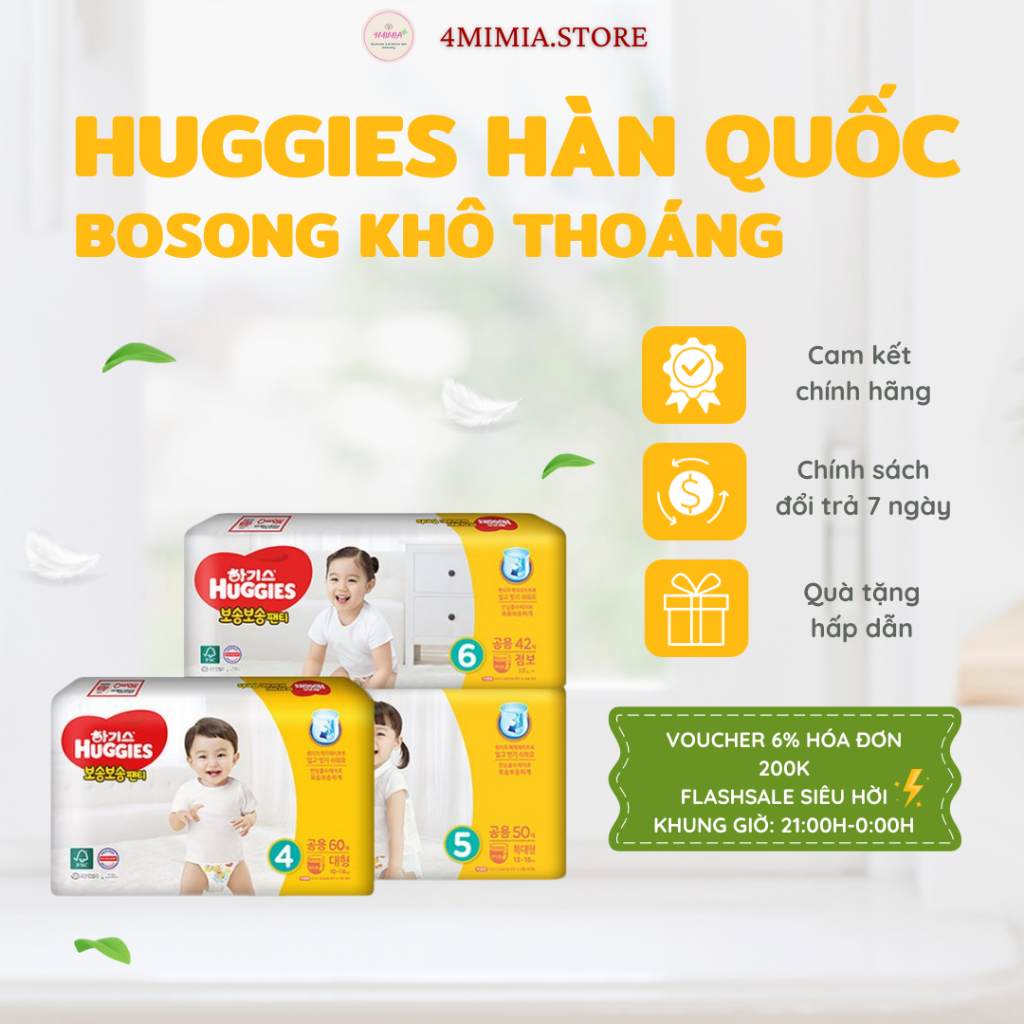 Bỉm Tã Dán/ Quần Huggies Bosong Bosong Khô Thoáng Chống Hăm Tã Thấm Hút Tốt Nội Địa Hàn Quốc Cho Bé Các Size