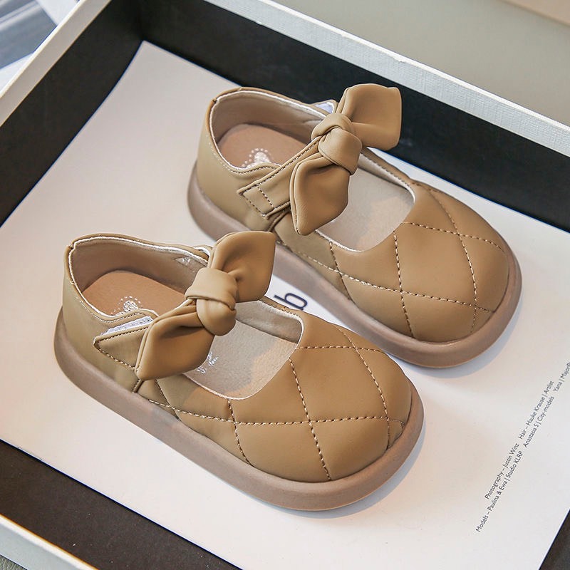 Giày Búp Bê Da Lì Trần Viền Quả Trám Mix Quai Nơ Cho Bé Gái Từ 2-6 Tuổi K232