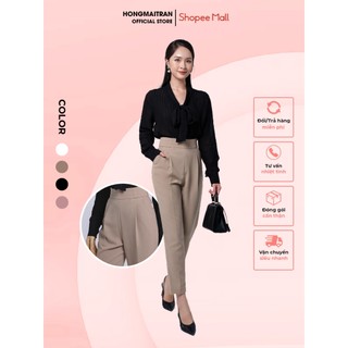 Quần baggy nữ thiết kế cạp bản to phong cách công sở thanh lịch nhiều màu Hong Mai Tran Q06