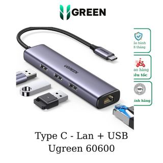Bộ chia type c 3 cổng usb 3.0 + lan rj45 ugreen 60600
