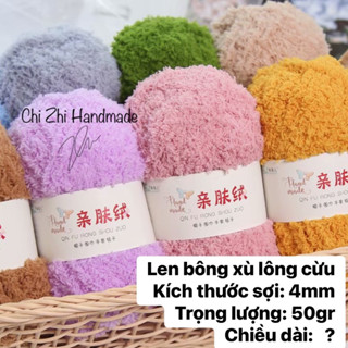 Len Bông Xù Lông Cừu 50gr siêu mềm mịn chuyên dùng móc khăn, mũ, áo cực ấm