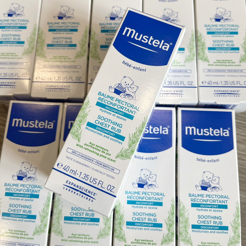 Kem bôi giữ ấm cơ thể Mustela Soothing Chest Rub cho bé từ sơ sinh, mẹ bầu &cả nhà