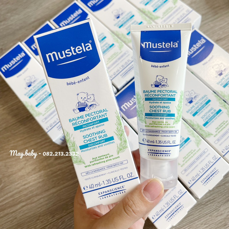 Kem bôi giữ ấm cơ thể Mustela Soothing Chest Rub cho bé từ sơ sinh, mẹ bầu &cả nhà